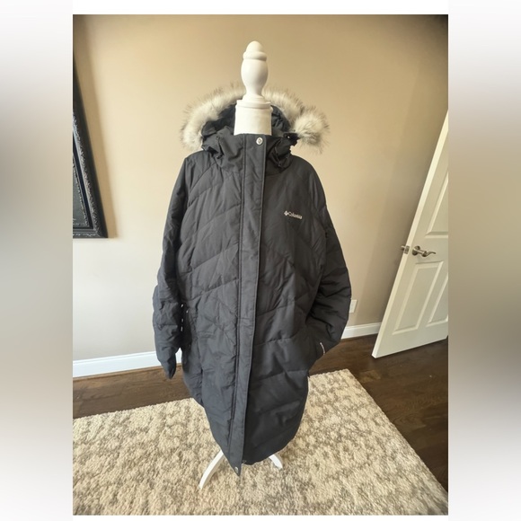 Columbia Charcoal Hooded Puffer Jacket Omni Heat 3X. EUC - Picture 2 of 12